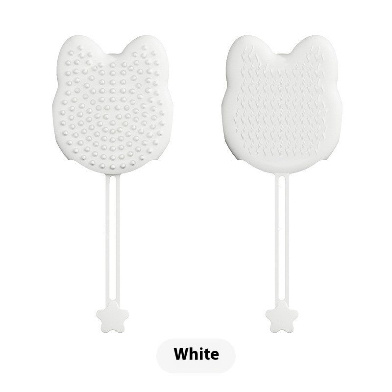 "Double-sided pet grooming gloves for dogs and cats"
"Pet grooming glove removing loose fur from dog"
"Silicone pet bath gloves with massage nodules"
"Person using pet grooming gloves on cat"
"Pet grooming gloves showing both sides"