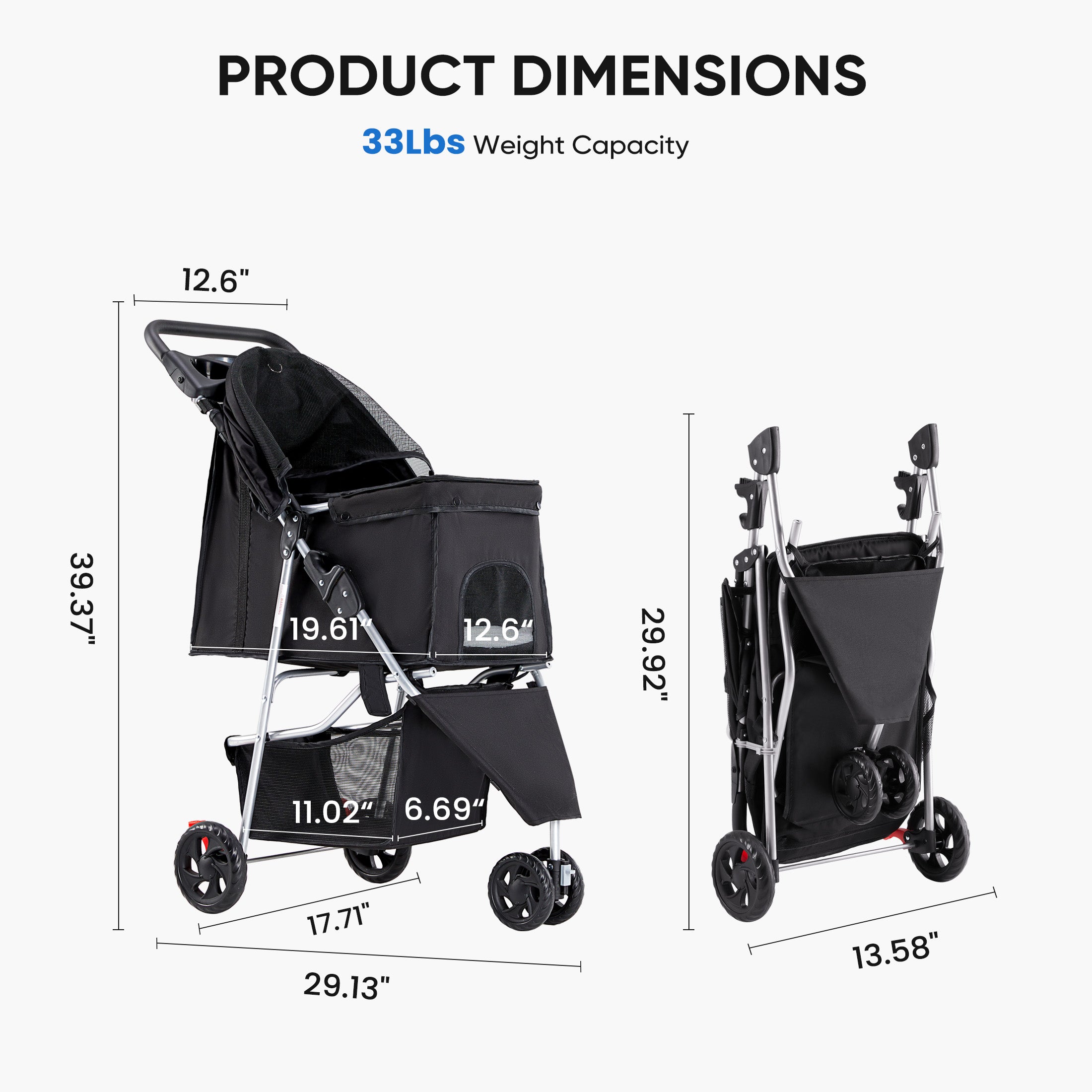 Luxury Pet Stroller Cart for Cats & Dogs — Foldable, All-Terrain, Breathable
