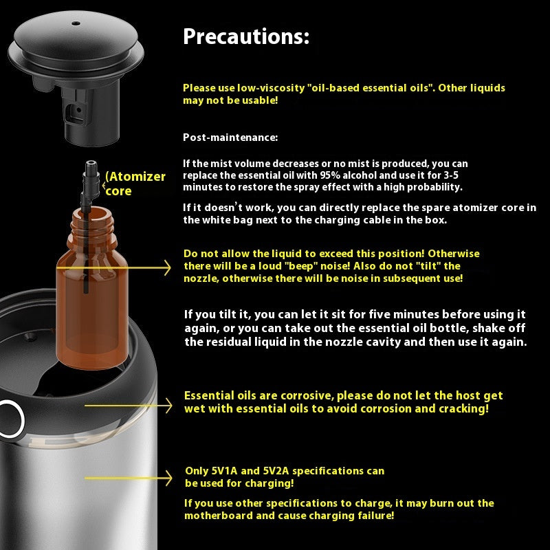 Luxury Dual-Scent Rechargeable Aroma Diffuser | Home & Car Touch Control Essential Oil Diffuser