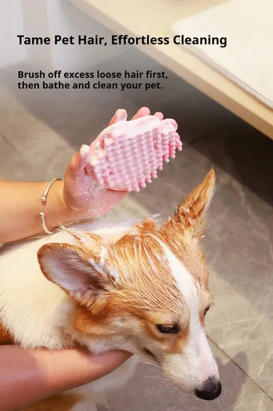 Pet Bath Massage Brush — Soothing Rubber Grooming Comb for Dogs & Cats