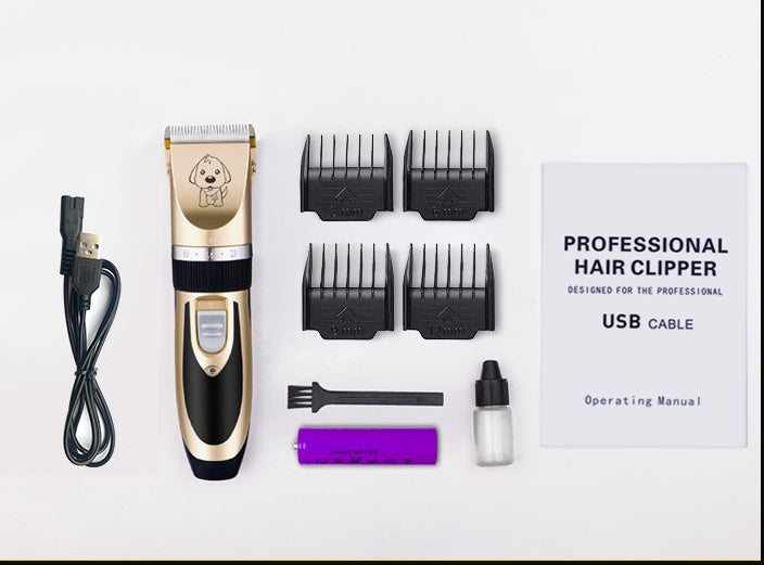 Image 1: "Professional pet hair trimmer rechargeable grooming clippers for dogs and cats"
Image 2: "Cordless pet grooming clippers with guide combs and accessories"
Image 3: "Quiet low vibration pet hair trimmer with stainless steel blades"
Image 4: "Professional dog clippers trimming pet fur"
Image 5: "Rechargeable pet grooming kit with multiple guide combs"
Image 6: "Pet hair trimmer with USB charging cable and cleaning brush"
Image 7: "Professional grooming clippers for cats and dogs all breeds"
Image 8: