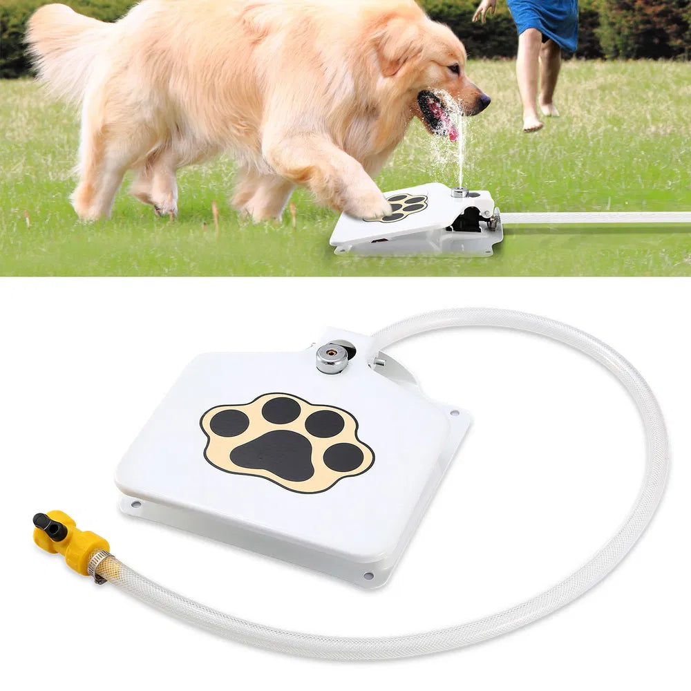 Dog Water Fountain — Step-On Activated Outdoor Pet Water Dispenser & Sprinkler