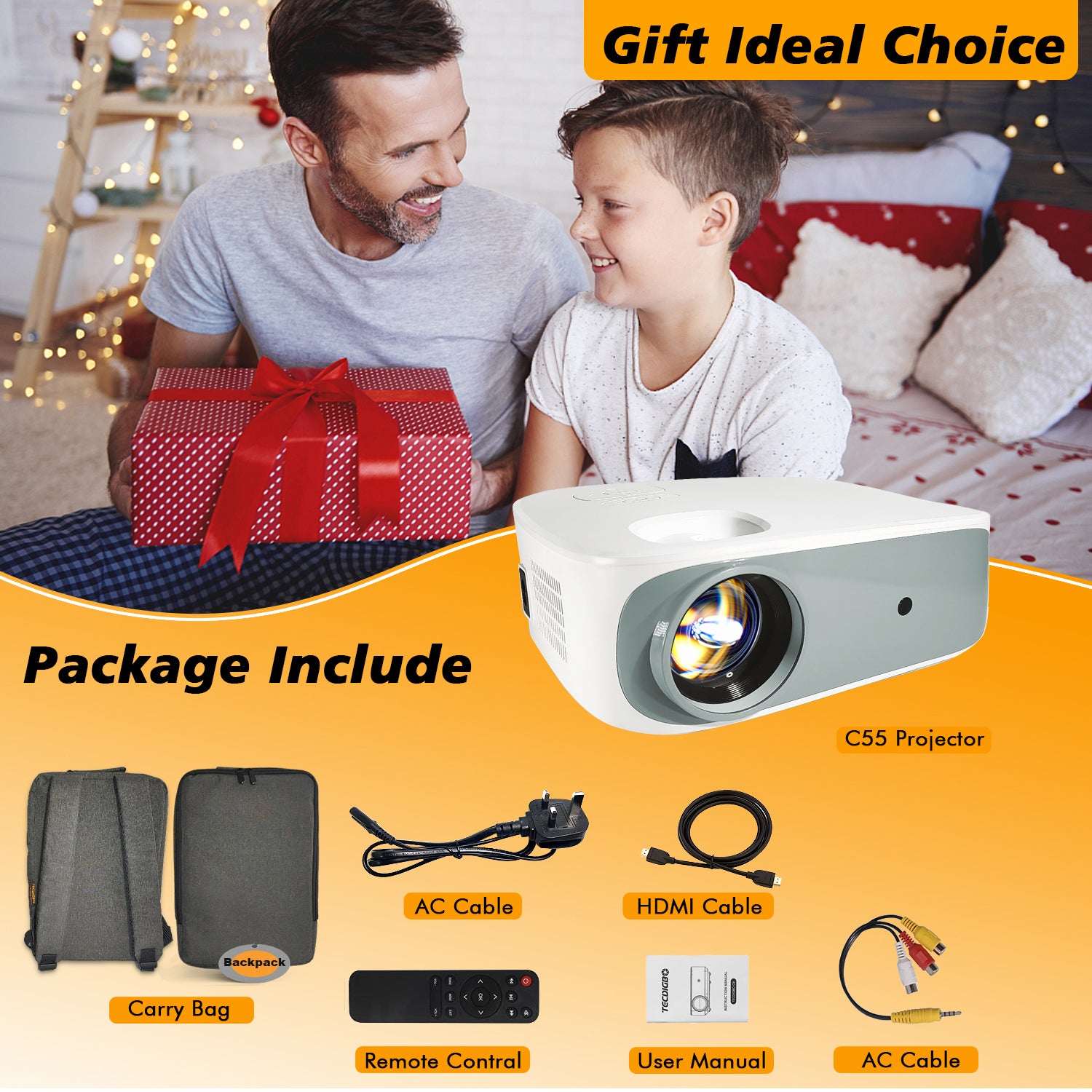 4K Smart Projector — Native 1080P, 9500 Lumens, 5G WiFi, Bluetooth 5.0, 4D Keystone