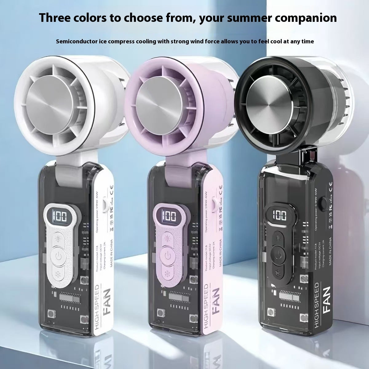 Semiconductor Ice Compress Cooling Fan — Portable Handheld Digital Display USB Fan