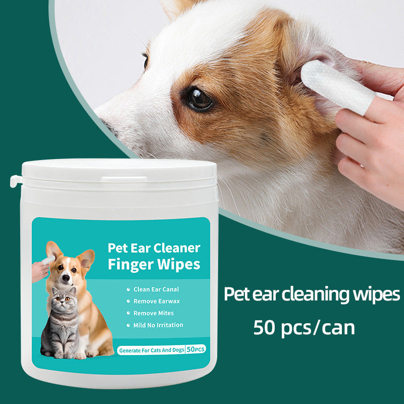 Luxury Pet Dental & Ear Care Cleaning Wipes – Disposable Fingertip Wipes for Cats & Dogs
