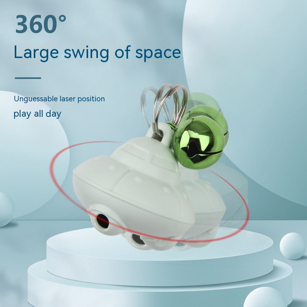 PawSpin Flying Saucer Bell Cat Toy – USB Rechargeable Self-Entertaining Spinning Toy | Green & Pink