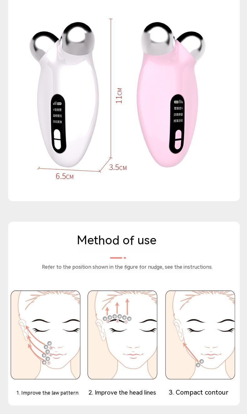 3D Roller EMS Face Lifting & Slimming Device | Microcurrent Vibration Facial Massager