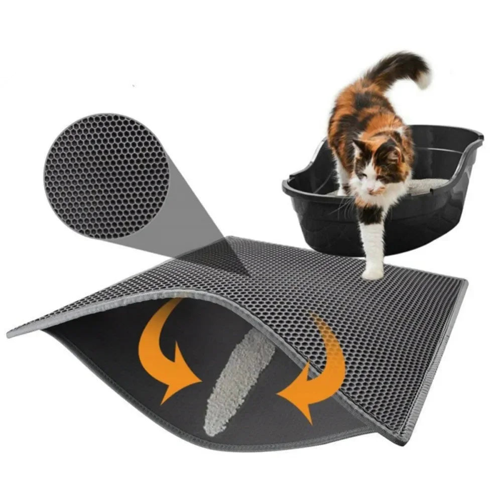 Premium Waterproof EVA Cat Litter Pad — Double Layer, Honeycomb Anti-Tracking, Easy Clean