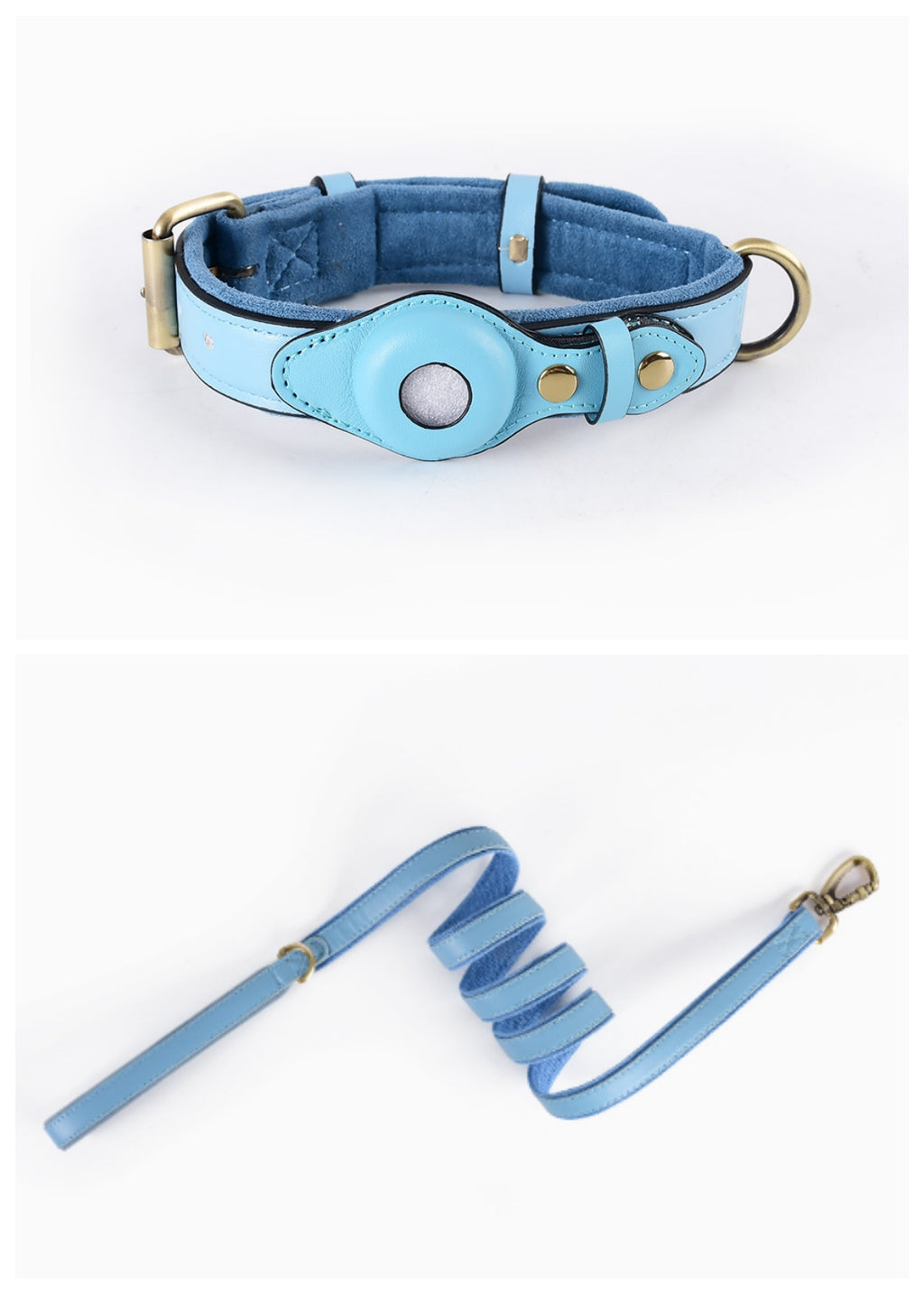 PawShield Leather GPS Tracker Collar Set – AirTag Compatible Dog Collar with Protective Case | 4 Colors, 3 Sizes