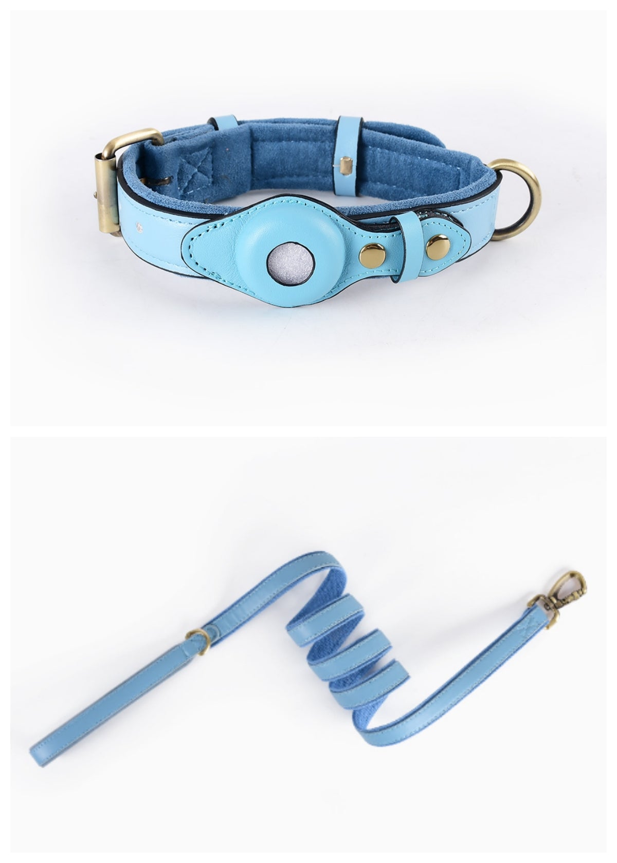 PawShield Leather GPS Tracker Collar Set – AirTag Compatible Dog Collar with Protective Case | 4 Colors, 3 Sizes