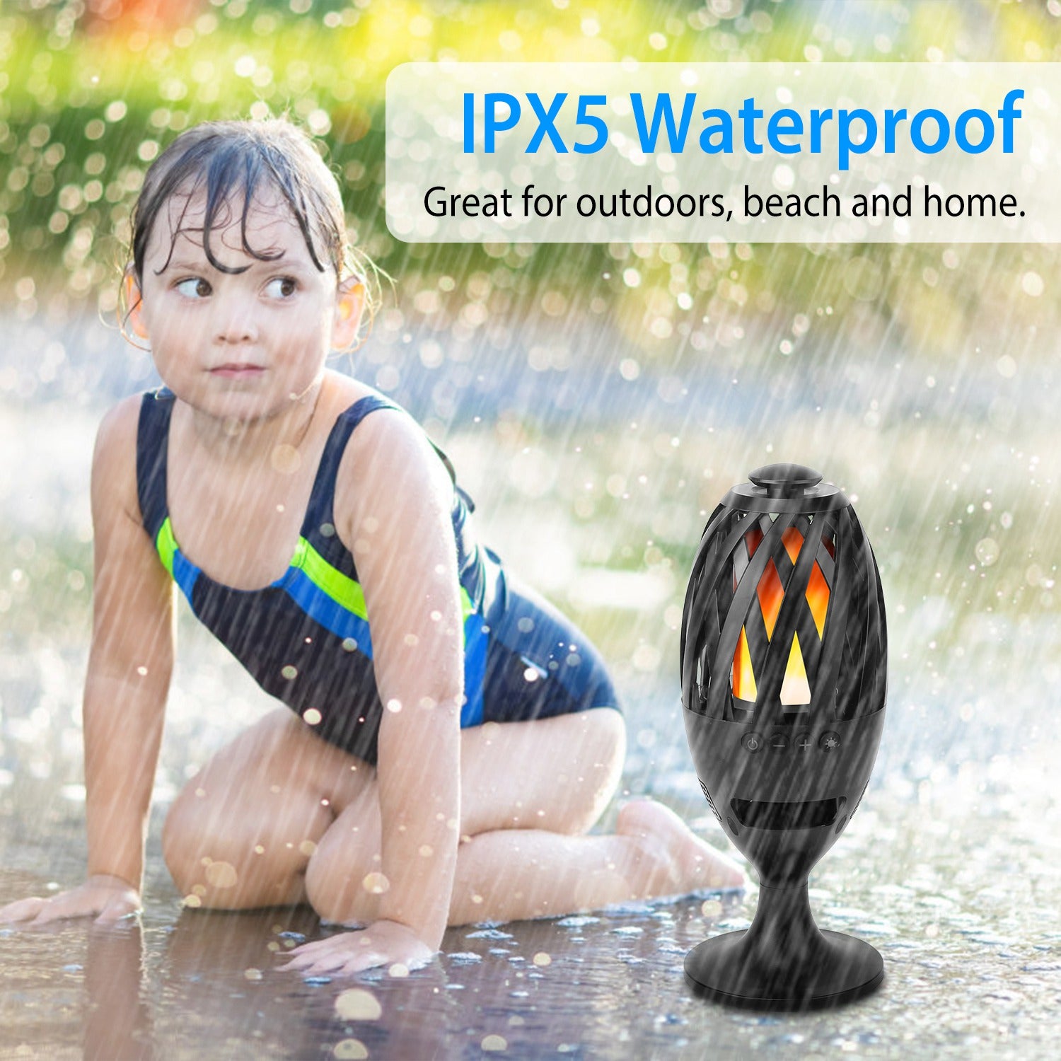 LED Flame Torch Bluetooth Speaker — Outdoor Waterproof Stereo Bass for Party & Camping