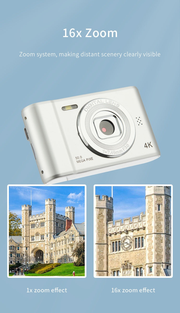 RetroShot 48MP 4K HD Digital Selfie Camera — Front & Rear Dual Lens, Retro Compact Design