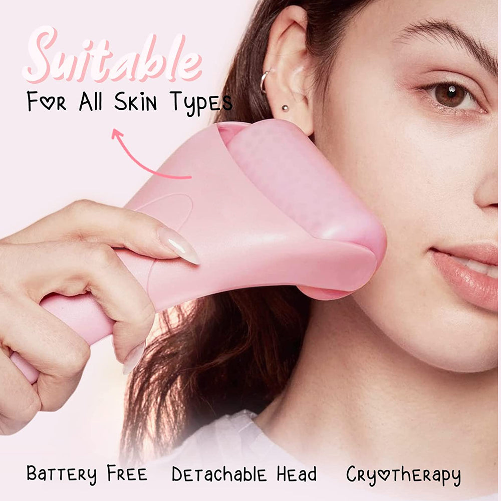 Luxury Facial Ice Roller Massage Tool — De-Puffing, Skin Tightening & Face Lifting Beauty Device