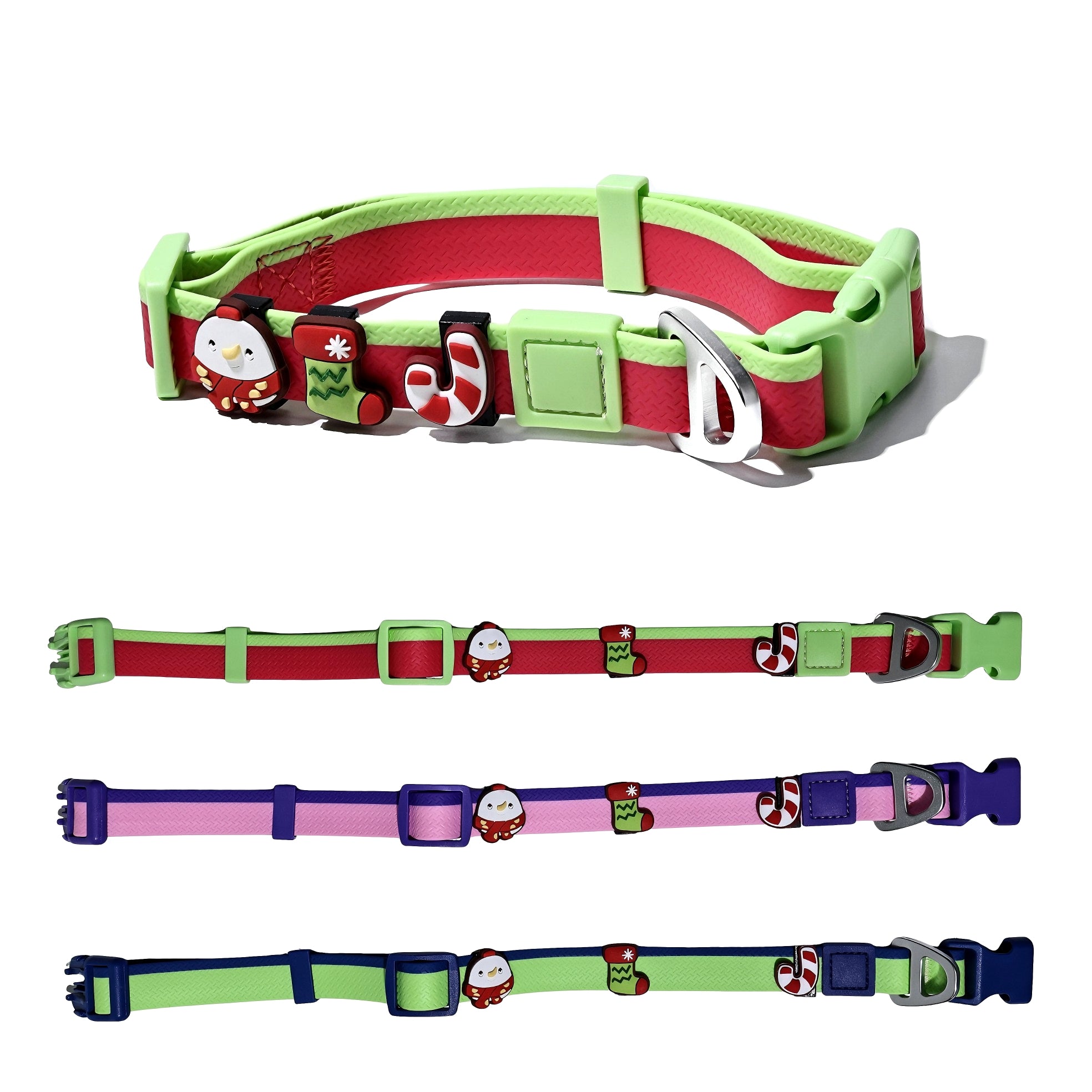 Dual-Color Embossed Pet Leash Set — Waterproof PVC Collar & Leash with DIY Accessories for Dogs
