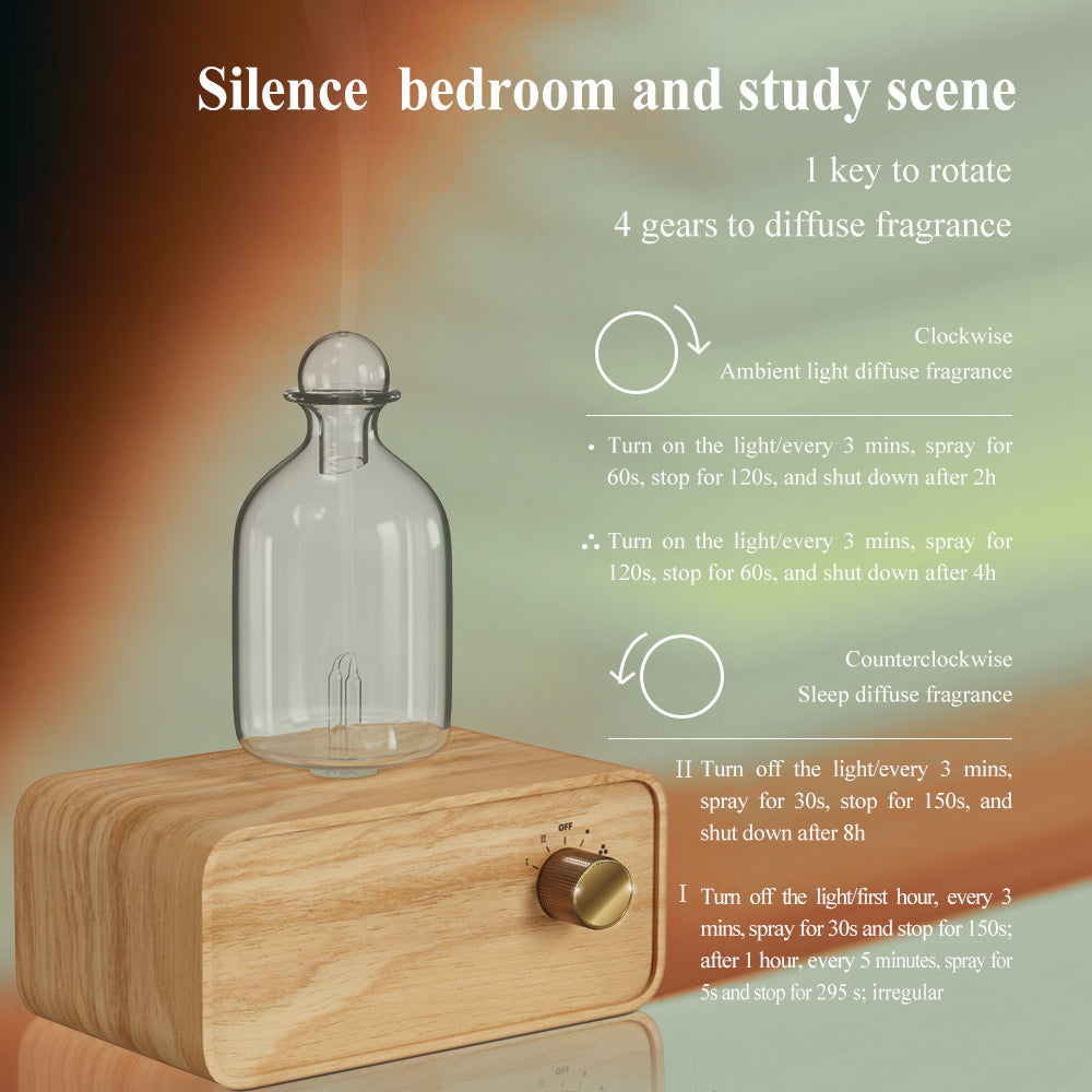 Luxury Waterless Essential Oil Aroma Diffuser — Wood & Glass Scent Machine, Home & Office