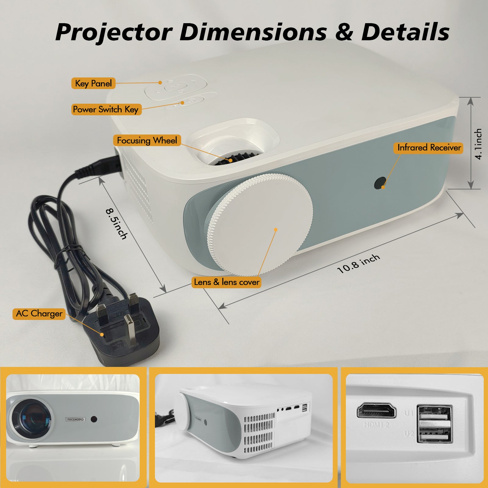 4K Smart Projector — Native 1080P, 9500 Lumens, 5G WiFi, Bluetooth 5.0, 4D Keystone