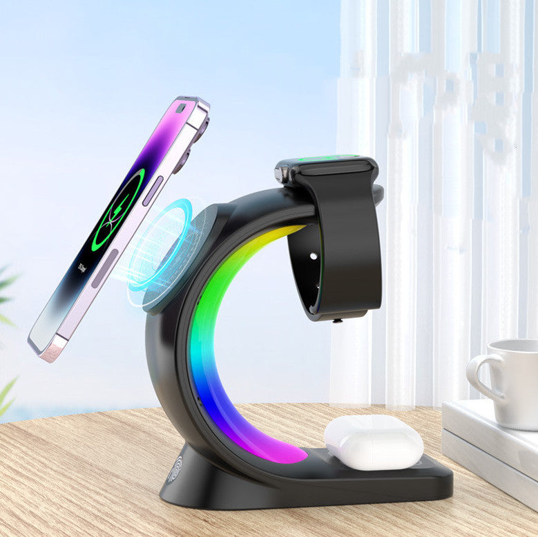 4-in-1 RGB Magnetic Wireless Charging Station | Fast Charge Phone, Watch & Earbuds with Atmosphere Light