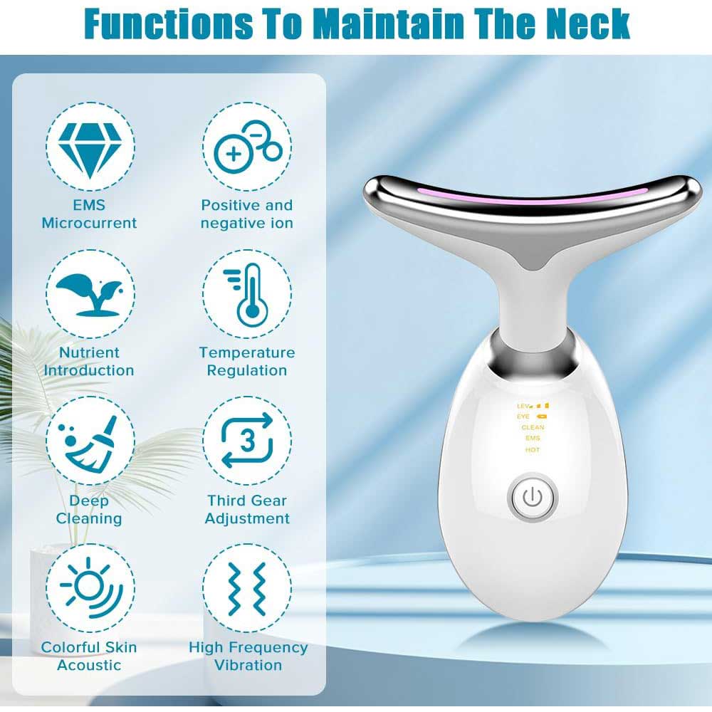 Luxury 3-Mode LED Face & Neck Sculpting Massager — EMS, Heat & Color Light for Double Chin & Jawline