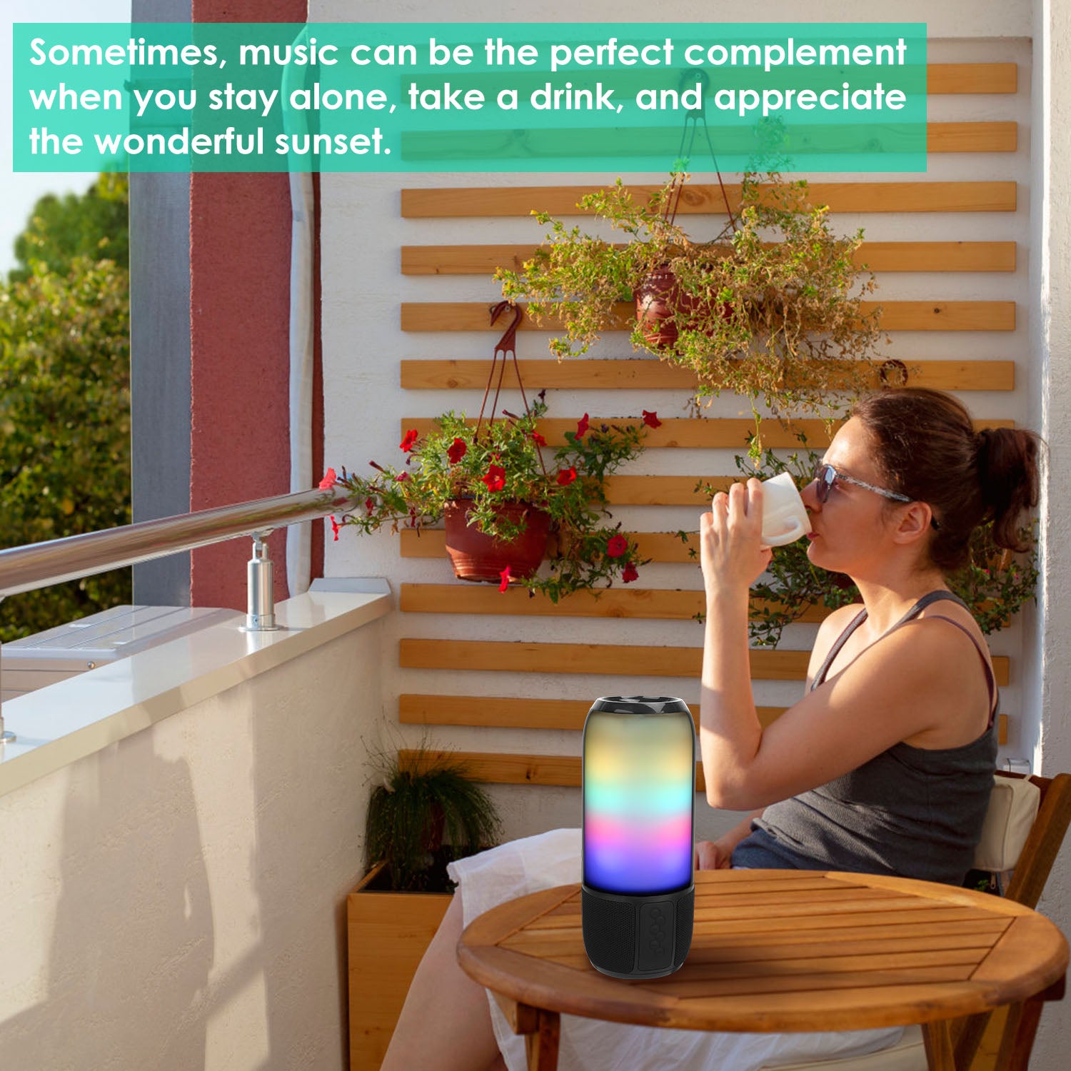RGB Party Speaker — 6 Color Light Show, TWS Stereo, 10H Battery & Multi-Mode Playback