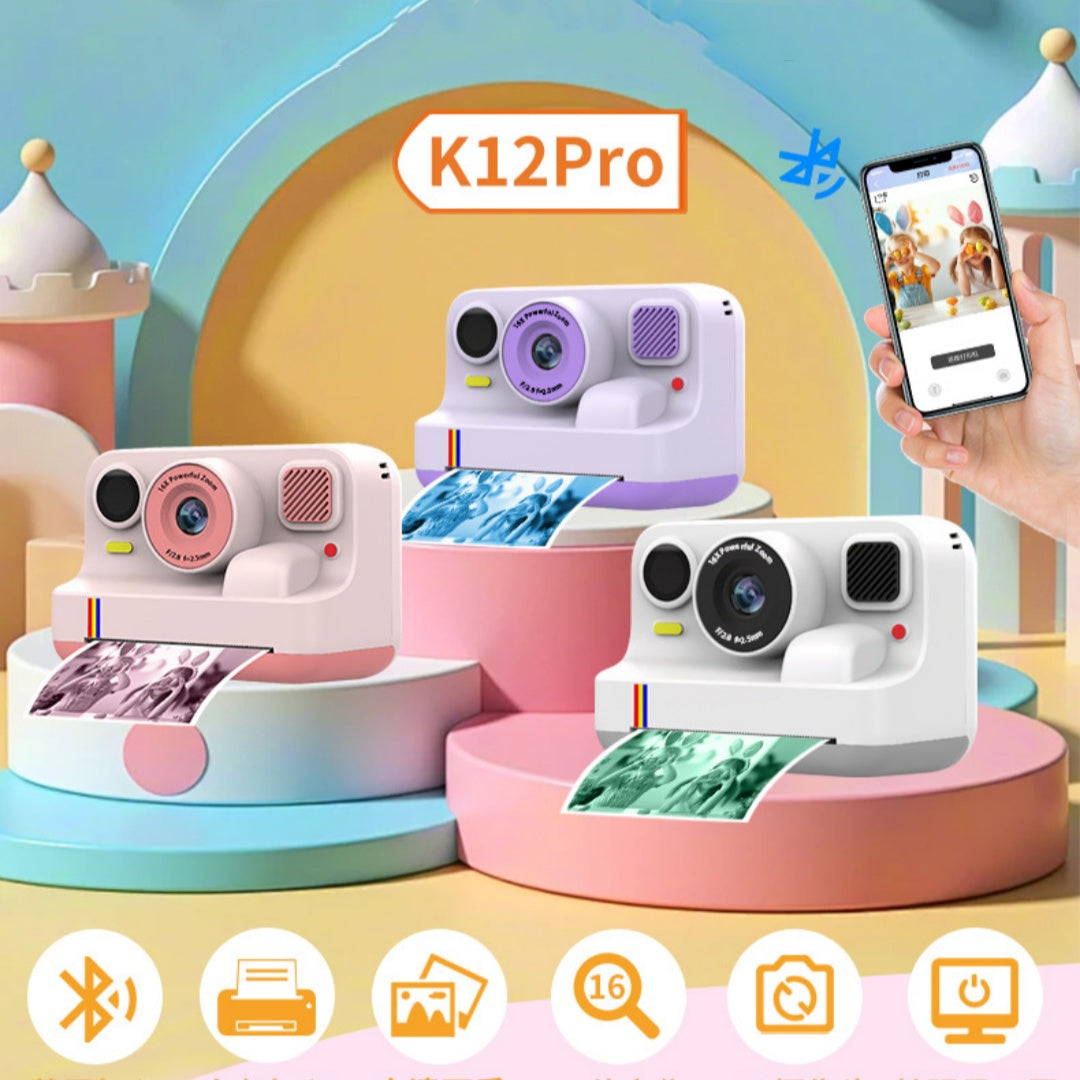 SnapPrint Pro Instant HD Color-Printing Camera — Bluetooth, 32GB & 3 Rolls Photo Paper Included