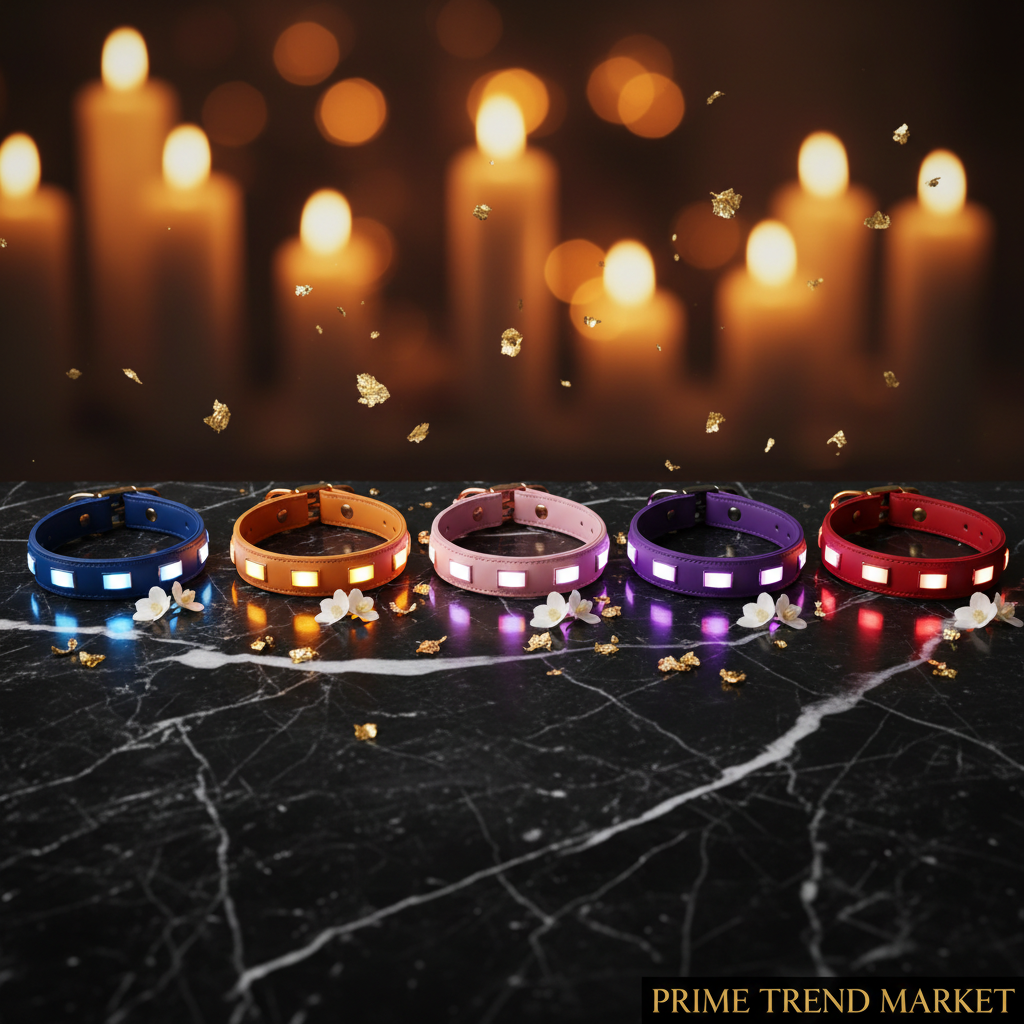 5 Color LED Collars Flat Lay