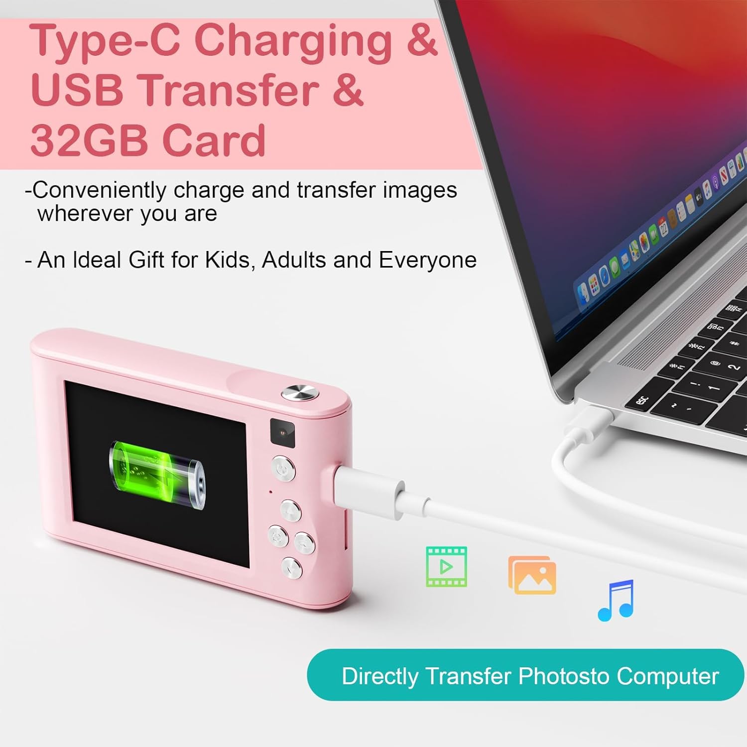 Kids Digital Camera Birthday Gift Set | 48MP 1080P + 32GB SD Card
