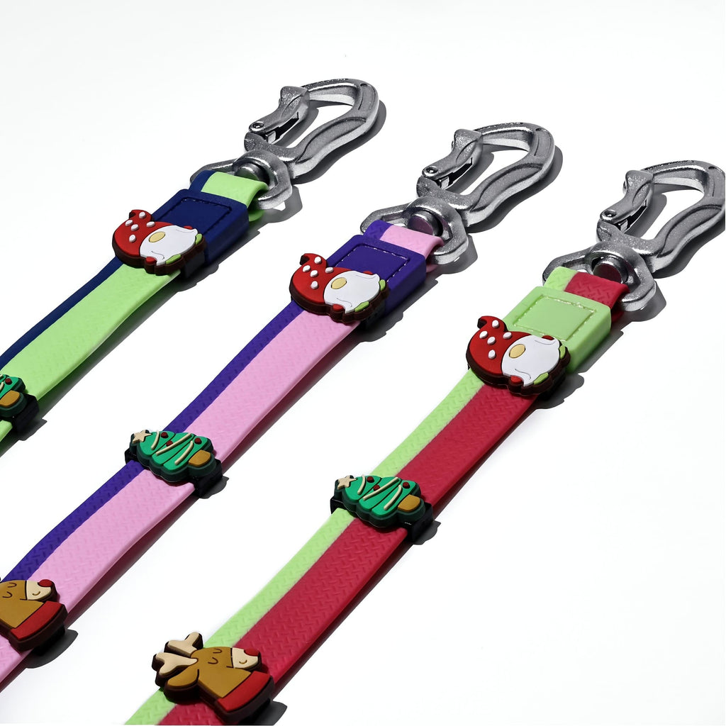 Dual-Color Embossed Pet Leash Set — Waterproof PVC Collar & Leash with DIY Accessories for Dogs
