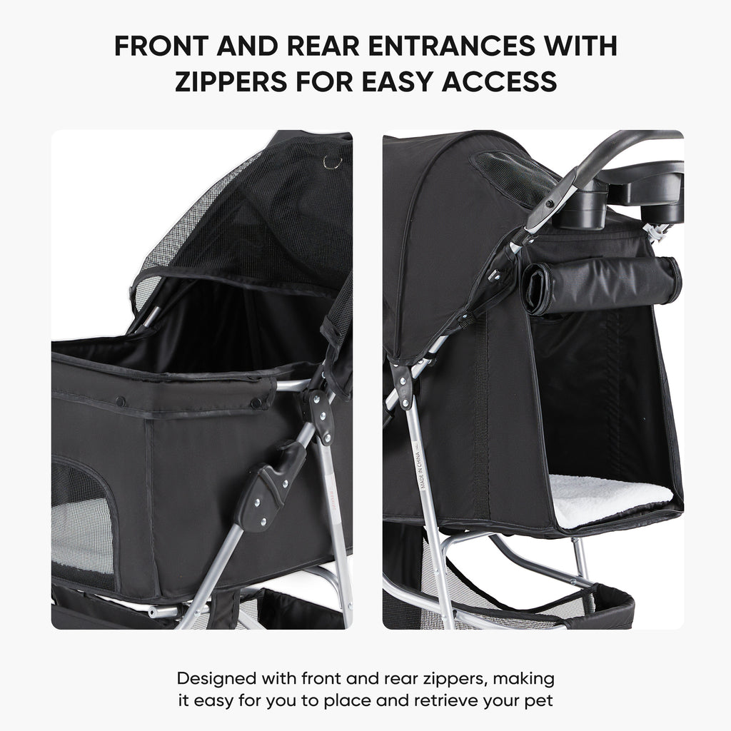 Luxury Pet Stroller Cart for Cats & Dogs — Foldable, All-Terrain, Breathable