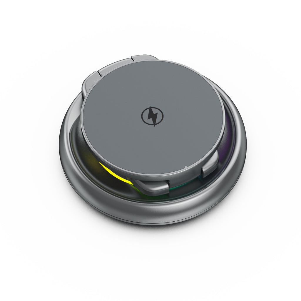 Image 1: "Metal 3-in-1 wireless charger stand with rotatable design for iPhone Apple Watch AirPods"
Image 2: "Premium aluminum wireless charging station with adjustable viewing angle"
Image 3: "Rotatable 3-in-1 metal charger charging iPhone and Apple Watch simultaneously"
Image 4: "Metal wireless charger stand showing 360-degree rotation feature"
Image 5: "Premium 3-in-1 charging station with LED indicators on desk"