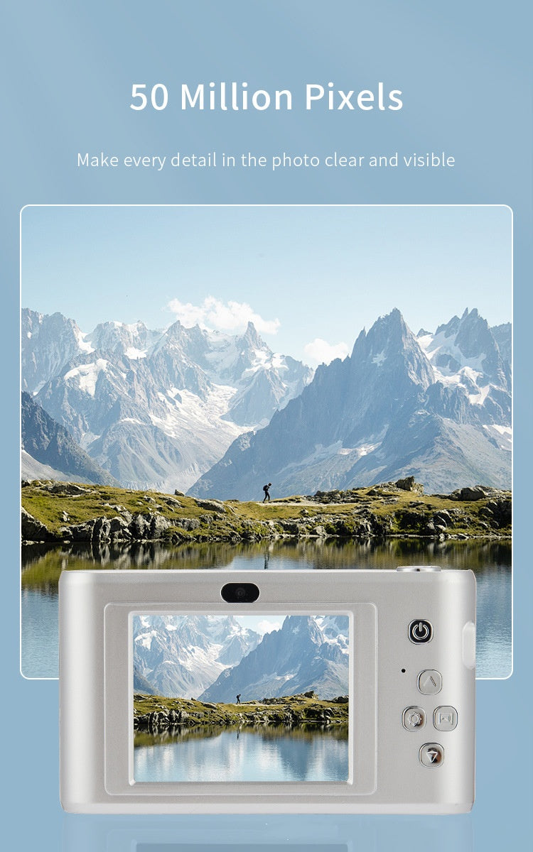 RetroShot 48MP 4K HD Digital Selfie Camera — Front & Rear Dual Lens, Retro Compact Design
