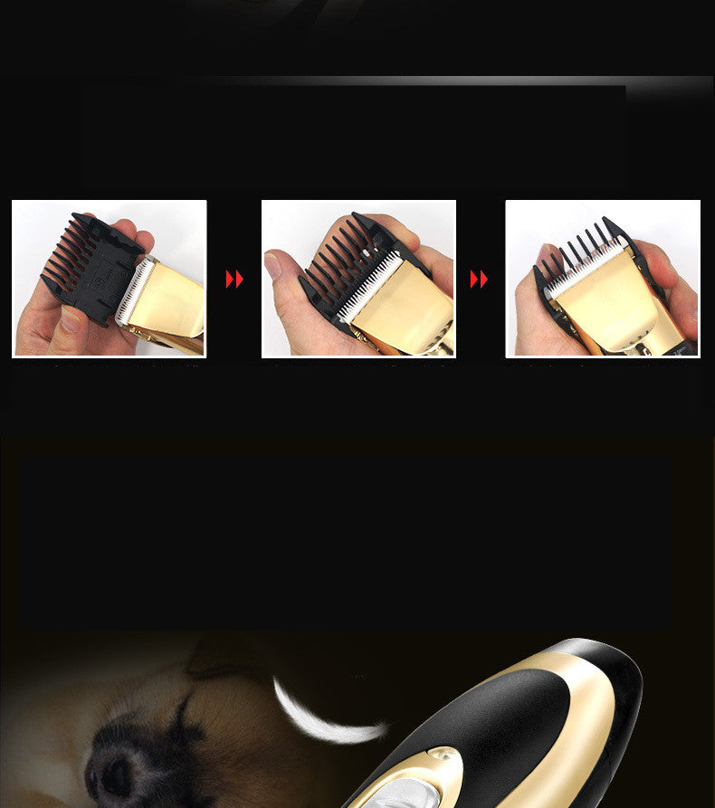 Image 1: "Professional pet hair trimmer rechargeable grooming clippers for dogs and cats"
Image 2: "Cordless pet grooming clippers with guide combs and accessories"
Image 3: "Quiet low vibration pet hair trimmer with stainless steel blades"
Image 4: "Professional dog clippers trimming pet fur"
Image 5: "Rechargeable pet grooming kit with multiple guide combs"
Image 6: "Pet hair trimmer with USB charging cable and cleaning brush"
Image 7: "Professional grooming clippers for cats and dogs all breeds"
Image 8: