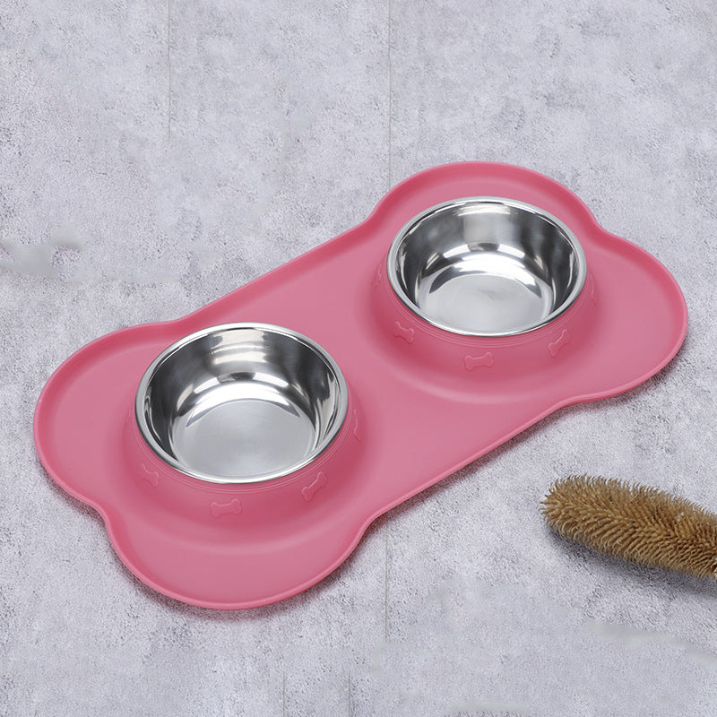 Luxury Silicone Foldable Anti-Spill Pet Double Bowl – Portable Travel Bowl for Cats & Dogs