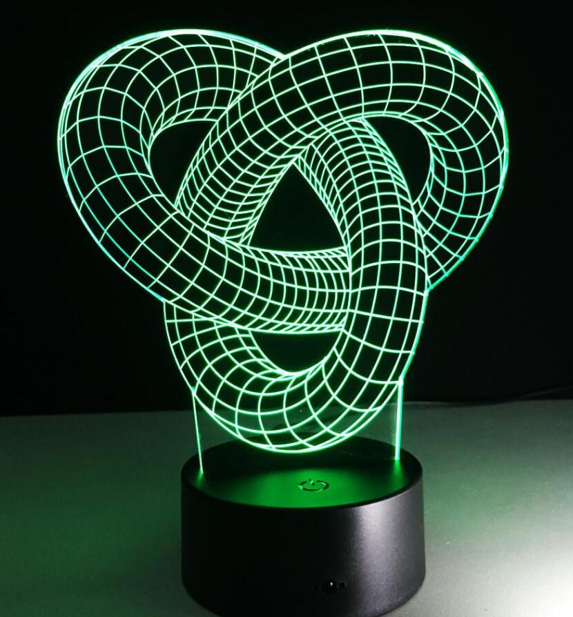 3D Optical Illusion LED Lamp — Holographic Knot Night Light, Remote & Touch Control