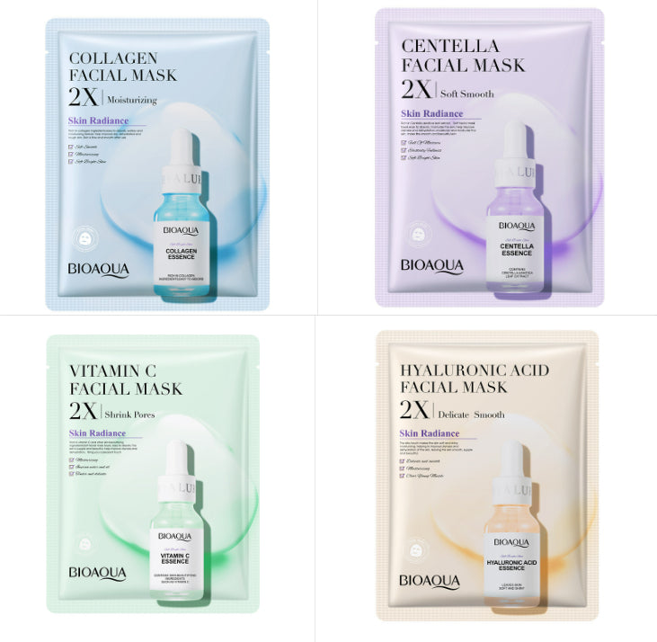 Luxury Korean Face Sheet Mask Bundle — Collagen, Centella, Hyaluronic Acid & Vitamin C Skin Glow Set