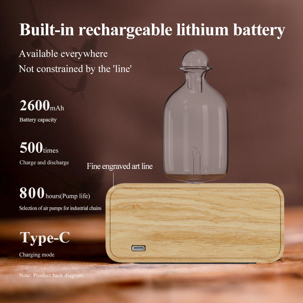 Luxury Waterless Essential Oil Aroma Diffuser — Wood & Glass Scent Machine, Home & Office
