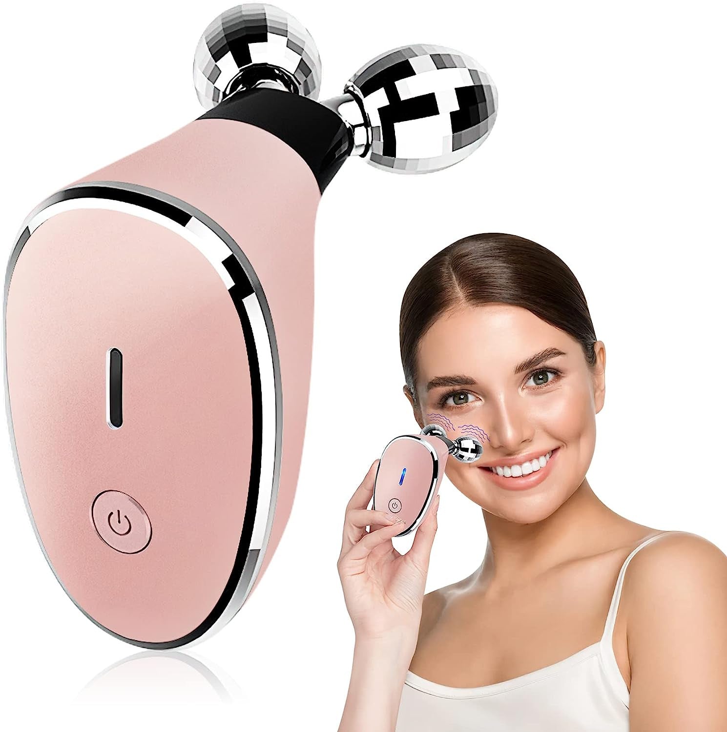 Luxury 3-Head Electric Roller EMS Facial Massager — Inductive Therapy, Skin Rejuvenation & Face Lifting Beauty Device