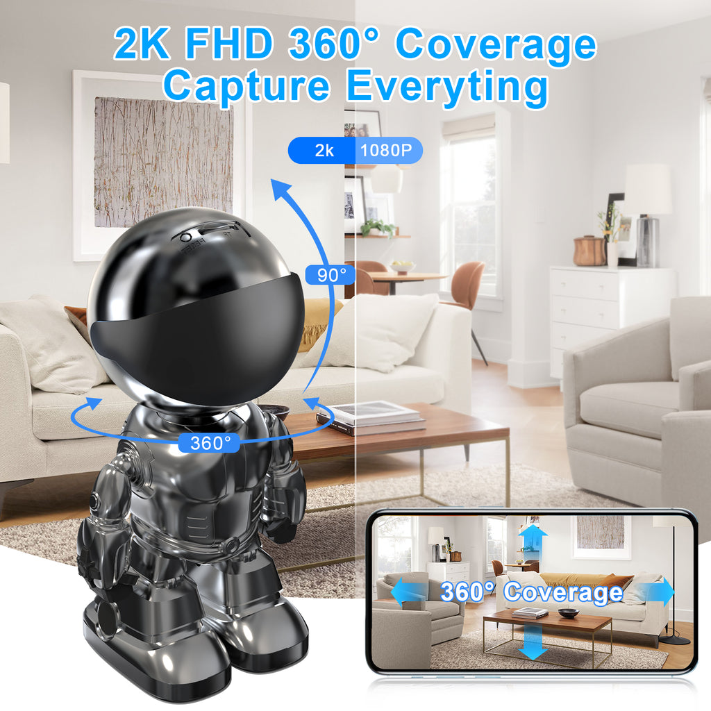 Smart PTZ WiFi Security Camera Pro | AI Tracking 350° Pan + Night Vision + 128GB