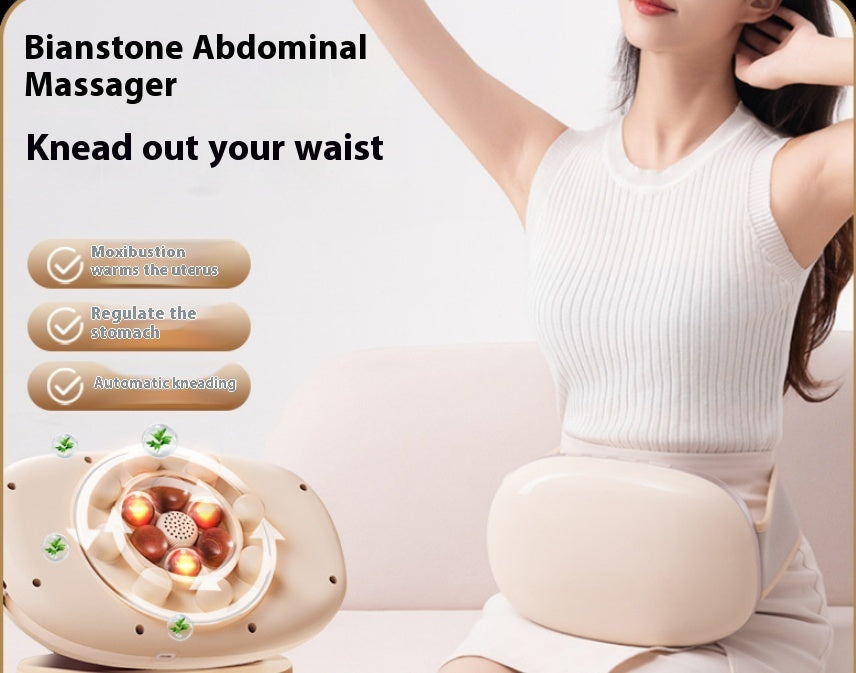 Luxury Electric Abdominal Massager — Hot Compress Stone Massage, Wireless Charging, Constant Temperature