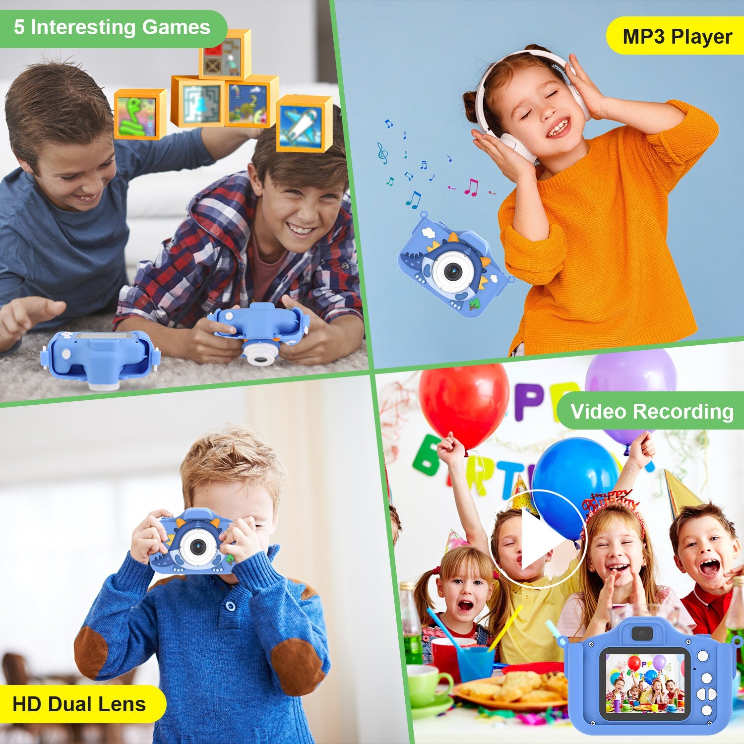 SnapPro™ 48MP Kids HD Camera — 1080P Dinosaur Selfie Cam with 32GB Card & Fast US Shipping
