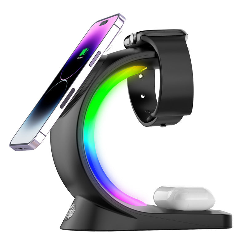 4-in-1 RGB Magnetic Wireless Charging Station | Fast Charge Phone, Watch & Earbuds with Atmosphere Light