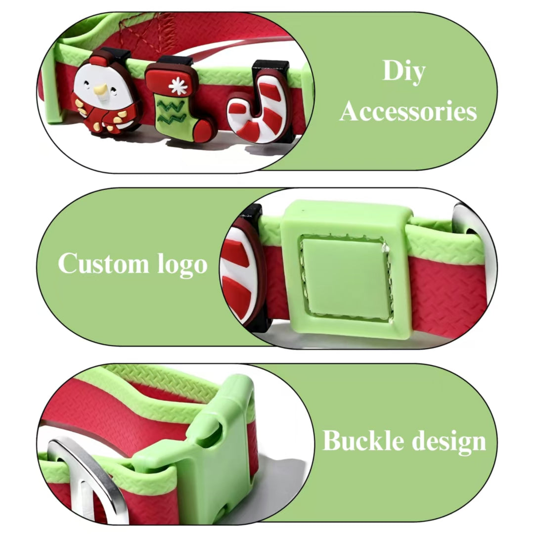 Dual-Color Embossed Pet Leash Set — Waterproof PVC Collar & Leash with DIY Accessories for Dogs