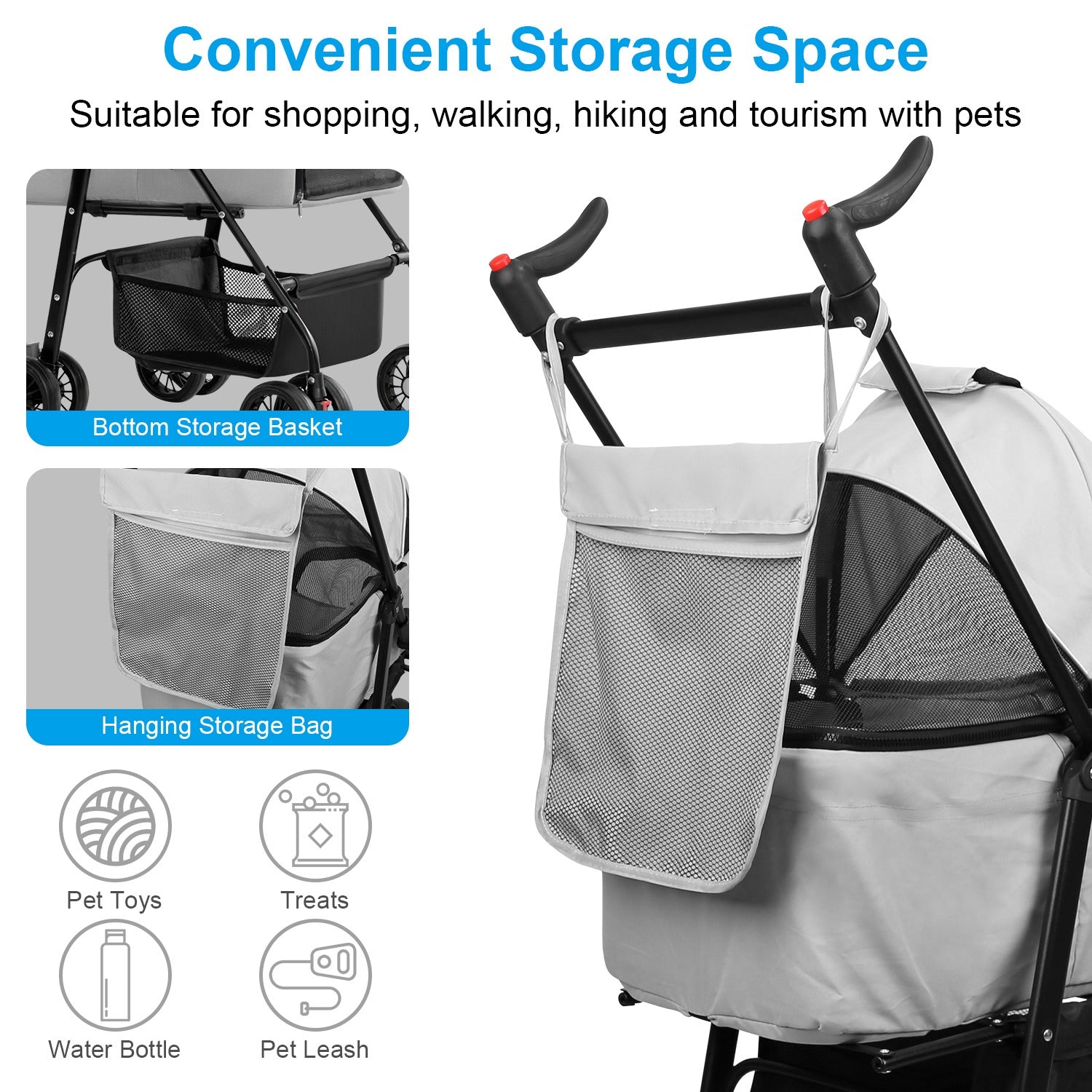 Premium 4-Wheel Foldable Pet Stroller — Travel Jogger with Removable Carrier & Storage