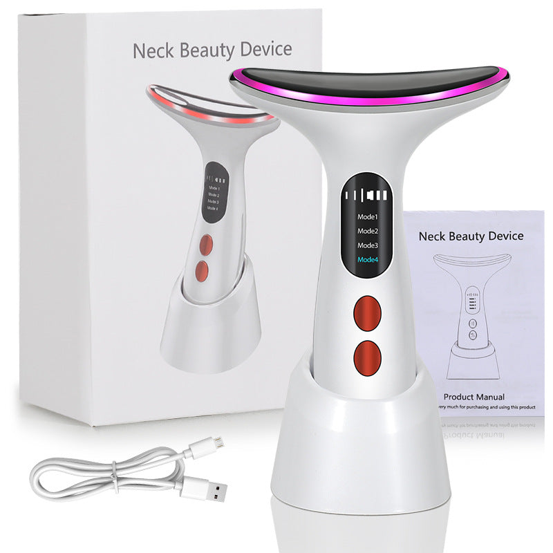 Luxury EMS Color Light Face & Neck Beauty Device — Lift, Firm & Slim with Vibration Massage
