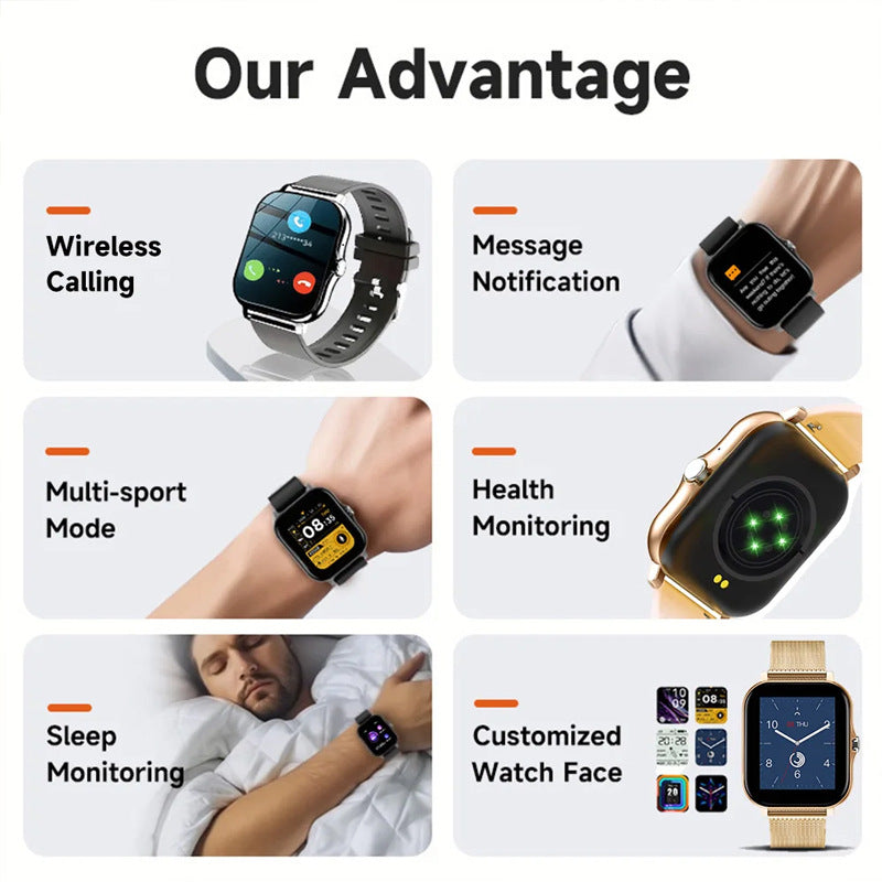 "Bluetooth calling smart watch with 1.44 inch touch screen"
"Smart watch making phone call hands-free"
"Full touch screen fitness watch with Bluetooth calling"
"Unisex smart watch with heart rate monitor"
"Water resistant Bluetooth calling smart watch"
