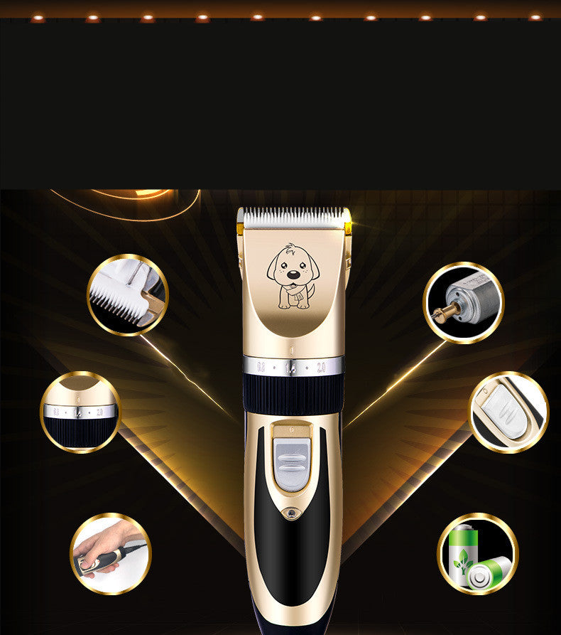 Image 1: "Professional pet hair trimmer rechargeable grooming clippers for dogs and cats"
Image 2: "Cordless pet grooming clippers with guide combs and accessories"
Image 3: "Quiet low vibration pet hair trimmer with stainless steel blades"
Image 4: "Professional dog clippers trimming pet fur"
Image 5: "Rechargeable pet grooming kit with multiple guide combs"
Image 6: "Pet hair trimmer with USB charging cable and cleaning brush"
Image 7: "Professional grooming clippers for cats and dogs all breeds"
Image 8: