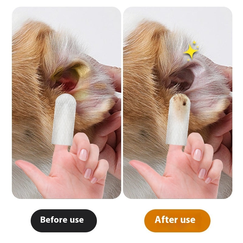 Luxury Pet Dental & Ear Care Cleaning Wipes – Disposable Fingertip Wipes for Cats & Dogs