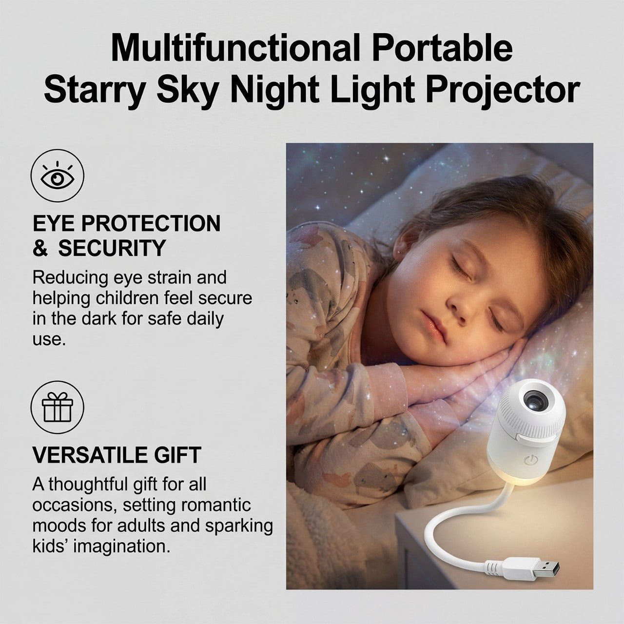 Luxury Starry Sky Projection Night Light — USB Ambient Mood Lamp for Bedroom & Nursery