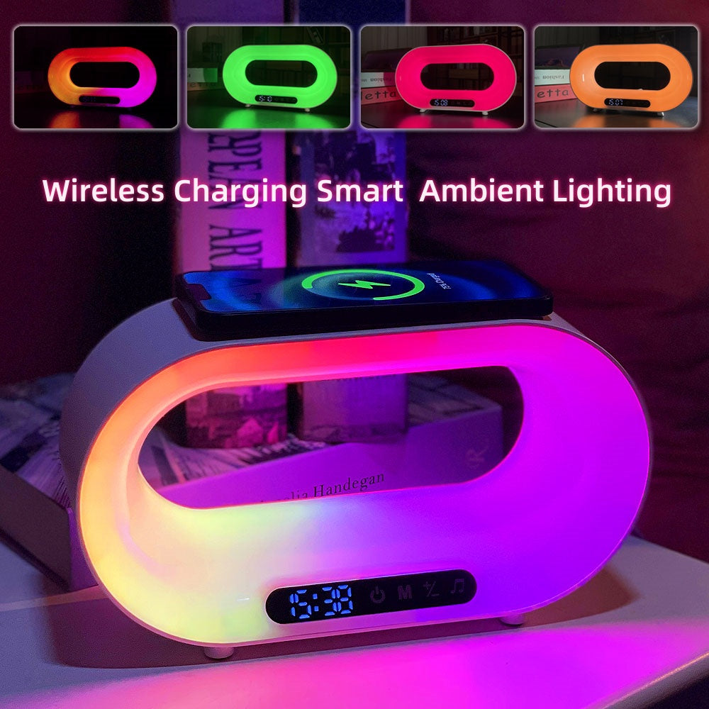 3-in-1 RGB APP-Controlled Night Light | 15W Wireless Charger & Smart Alarm Clock