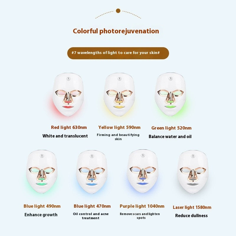 7-Color LED Light Therapy Face Mask | Rechargeable Photorejuvenation Beauty Instrument