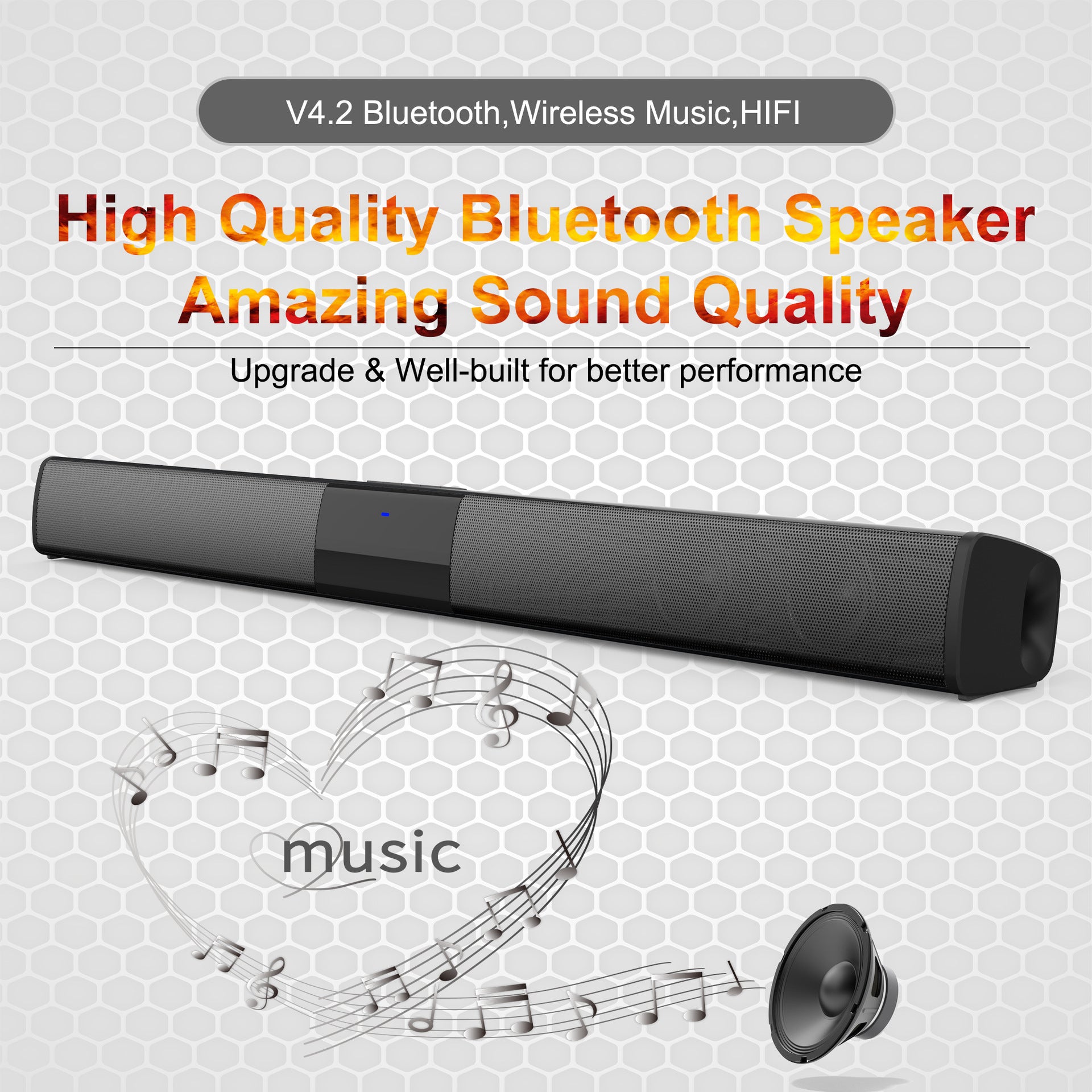 Home Theater Bluetooth Speaker System — 330mm & 550mm, Remote Control, Deep Bass, Black